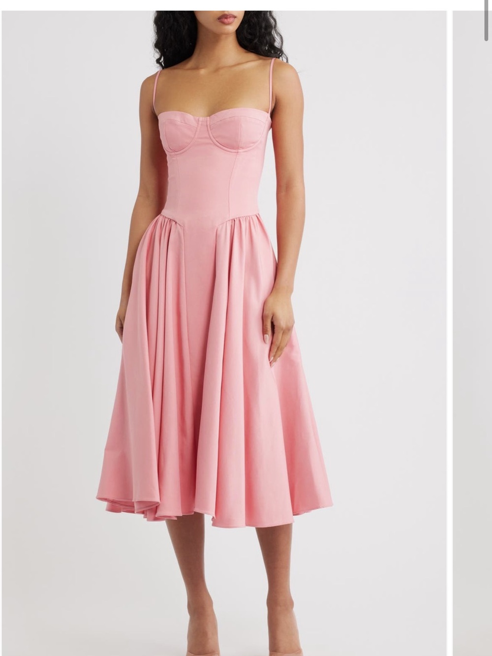 House of CB Samaria Corset Fit Flare Midi Dress in Rasberry